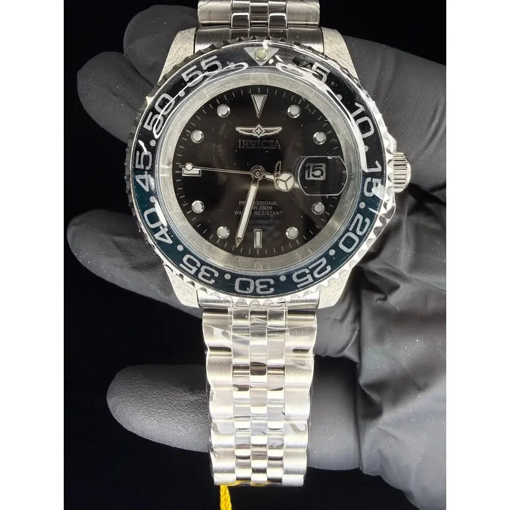 NEW! Invicta 40mm Men PRO DIVER Black And Blue Bezel Jubilee SS Bracelet 34104